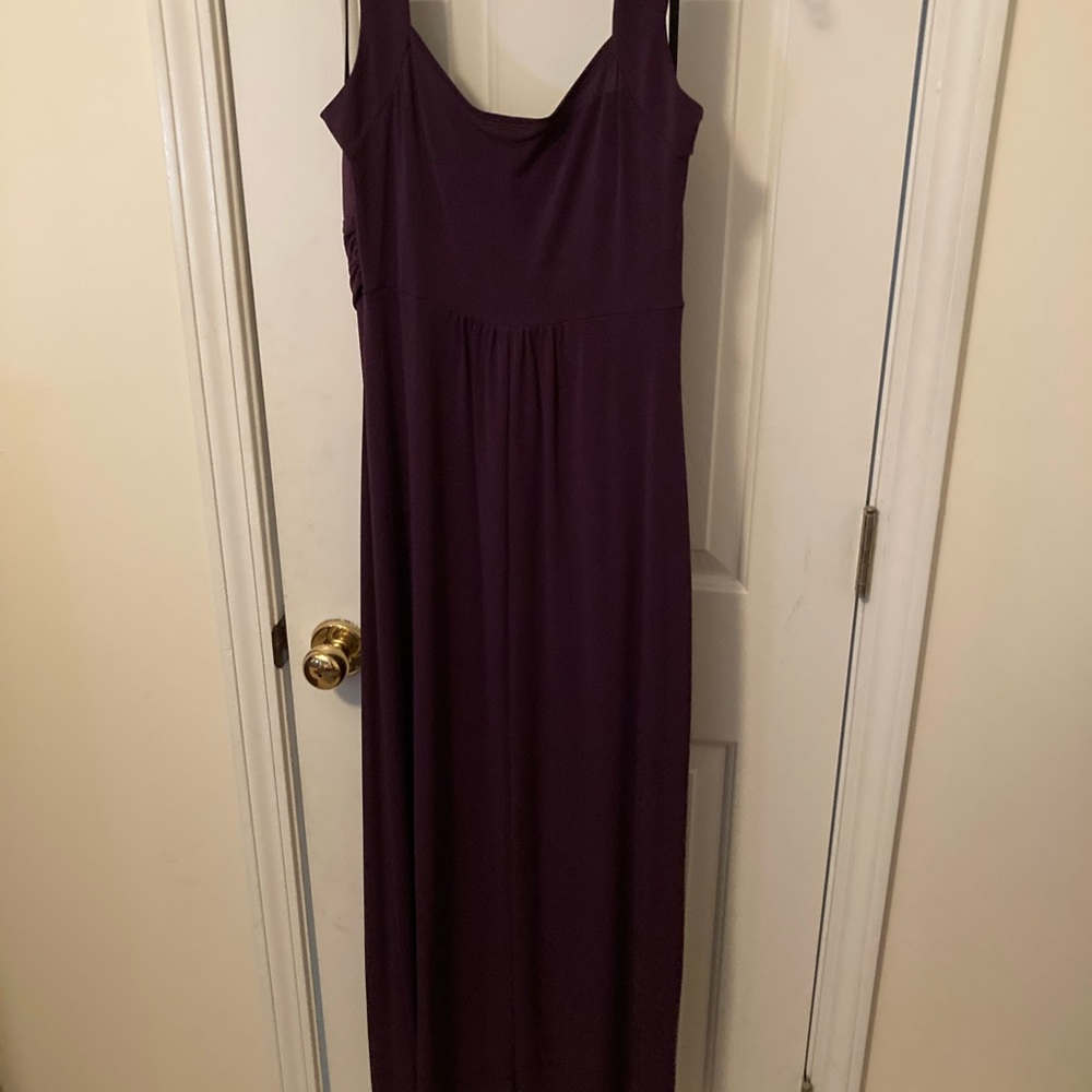 Floor length eggplant purple formal dress